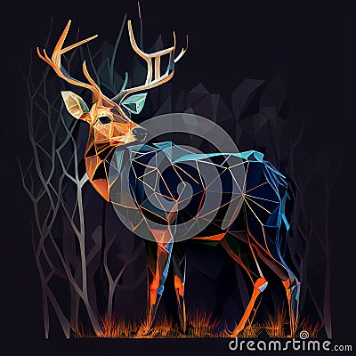 deer polygonal drawing Generative AI Stock Photo