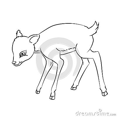 Deer Rat Cartoon - Line Drawn Vector Vector Illustration