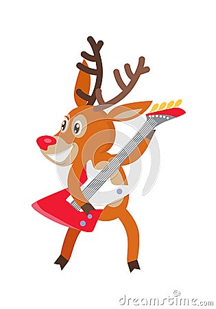 Deer Rock Musician Cartoon Vector Cartoon Vector Illustration