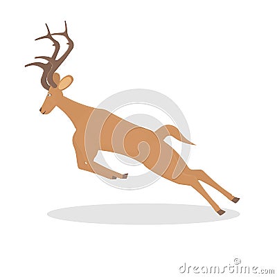 Deer. Running reindeer, vector illustration Vector Illustration