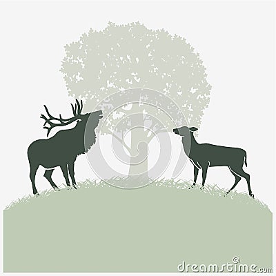 Deer in rut Vector Illustration
