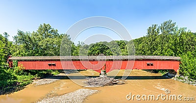 Deer`s Mill Bridge on Sugar Creek Stock Photo