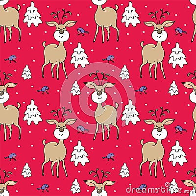 Deer seamless pattern Vector Illustration