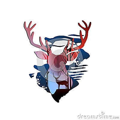 deer shilhouette and forest vector illustration design Vector Illustration