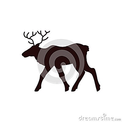 Deer silhouette icon of northern wild animal, vector illustration isolated. Vector Illustration