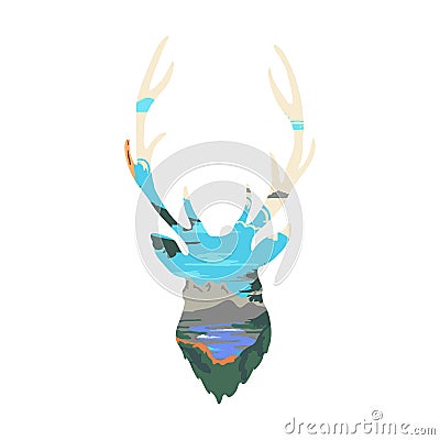 Deer Silhouette isolated on white background. Vector Vector Illustration