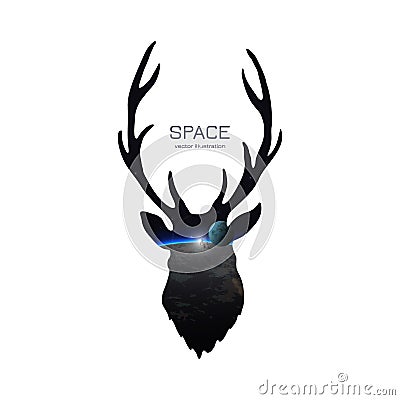 Deer Silhouette isolated on white background. Vector Vector Illustration