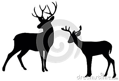 Deer silhouette ont he white background Stock Photo