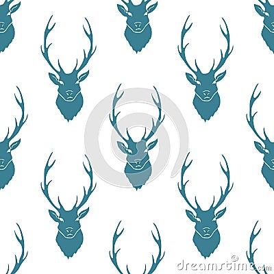 Deer Silhouette Seamless Pattern. Vector Vector Illustration