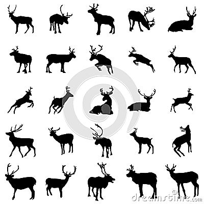Deer silhouette set Vector Illustration