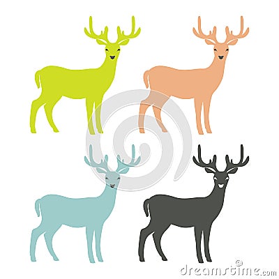 Deer silhouettes. on white background. Stock Photo