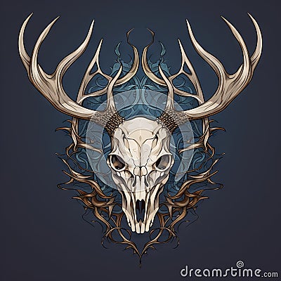 Deer Skull Cartoon Illustration