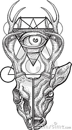 Deer skull and eye Vector Illustration