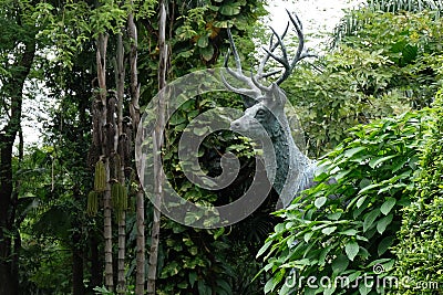 Deer Statue in the garden Stock Photo