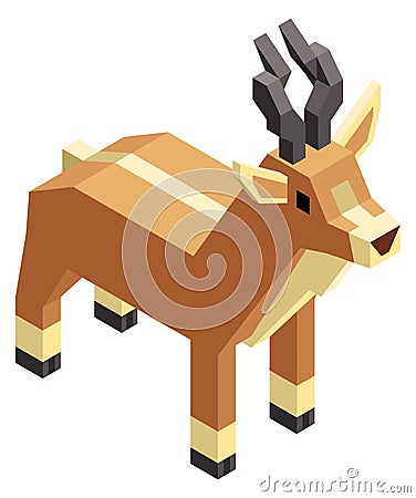 Deer toy. Plastic low poly cute animal Vector Illustration