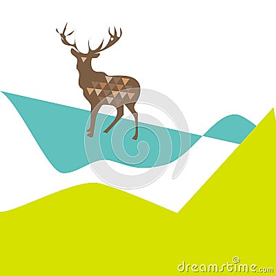 deer with triangles on a bright contrasting background Vector Illustration