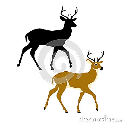 Deer vector illustration black silhouette Vector Illustration