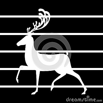 Deer vector illustration elk silhouette black lines background Vector Illustration