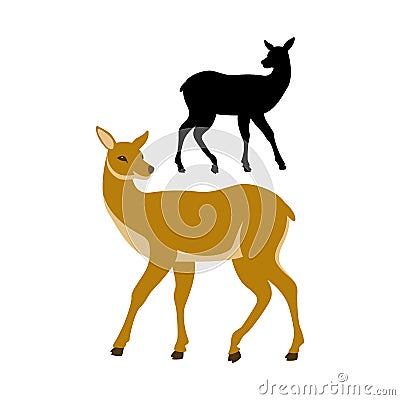 Deer vector illustration style Flat black Vector Illustration