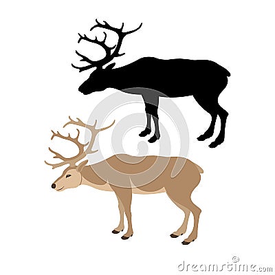 Deer vector illustration style Flat set Vector Illustration