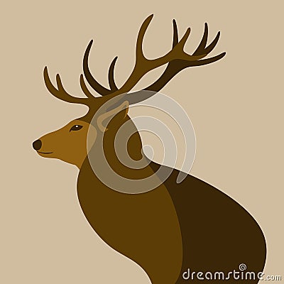 Deer vector illustration style Flat Vector Illustration