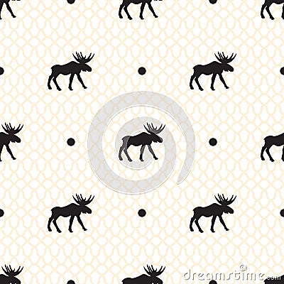 Deer vector seamless pattern with retro dots Vector Illustration