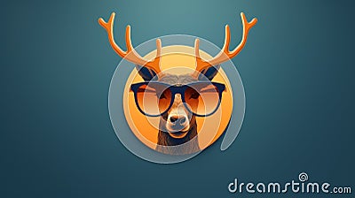 A deer wearing glasses on its head, AI Stock Photo