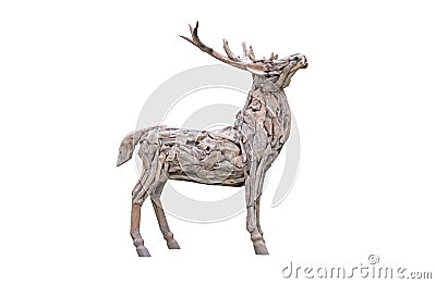 Deer wood craft isolated on white Stock Photo