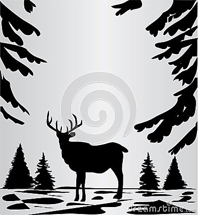 Deer in the woods Vector Illustration