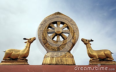 Deers and Ethernal Wheel. Stock Photo