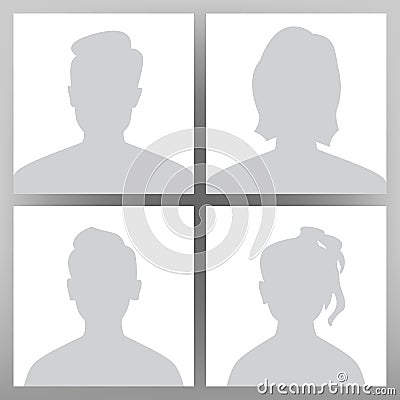 Default Avatar Vector. Placeholder Set. Man, Woman, Child Teen Boy, Girl. User Image Head. Anonymous Head Face. Minimal Vector Illustration