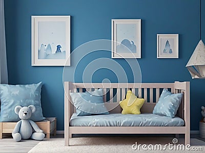 Default Default Blue child bedroom interior Stock Photo