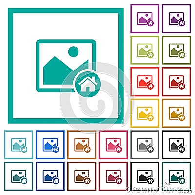 Default image flat color icons with quadrant frames Stock Photo