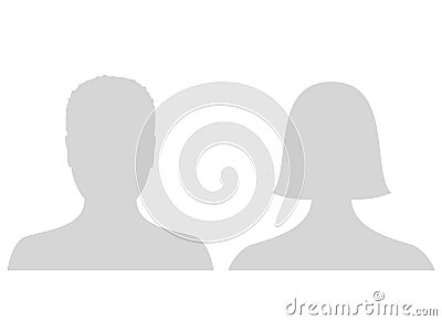 Default male and female avatar profile picture icon. Grey man and woman photo placeholder. Vector Illustration