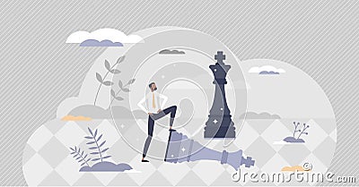 Defeat competitors in business as winning chess game tiny person concept Vector Illustration