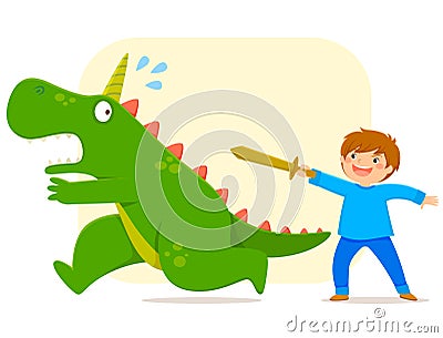 Defeating a monster Vector Illustration