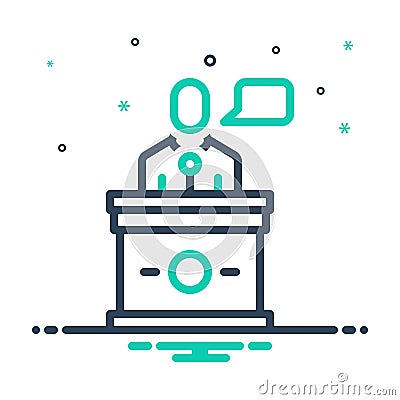 Mix icon for Defendant, remonstrant and narrator Stock Photo