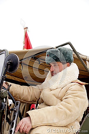 Defender of Stalingrad in a winter form Stock Photo