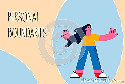 Defending personal boundaries borders concept Vector Illustration