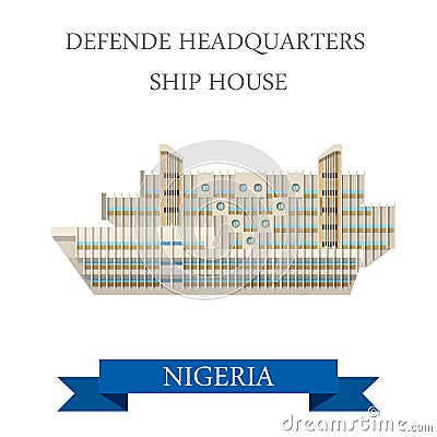 Defense Headquarters Ship House Nigeria Flat vecto Vector Illustration