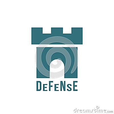 Defense logotype with fortress icon Vector Illustration