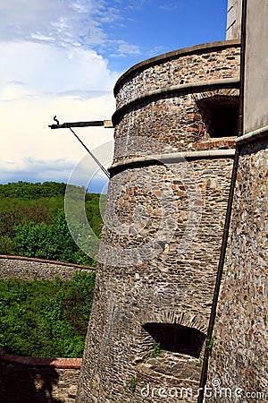 Defense tower of the Cerveny Kamen castle in Slova Stock Photo