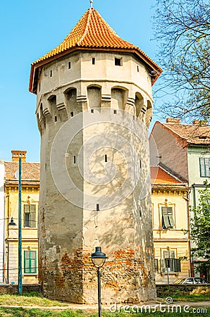 Defense tower in Sibiu Stock Photo