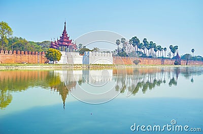 The defensive constructions of Royal Palace in Mandalay, Myanmar Stock Photo