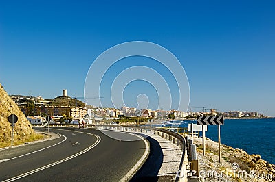 Defensive tower over village Stock Photo