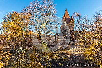 Defensive wall,tower- Nuremberg-Germany Stock Photo