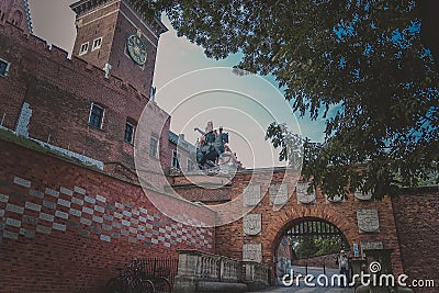 Defensive walls of Wawel royal castle in Krakow. Editorial Stock Photo