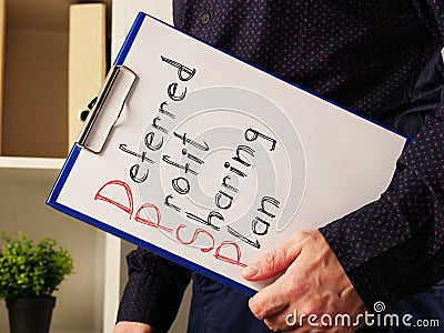 Deferred Profit Sharing Plan DPSP is shown on the business photo Stock Photo