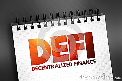 DeFi Decentralized Finance - blockchain-based form of finance that does not rely on central financial intermediaries, technology Stock Photo
