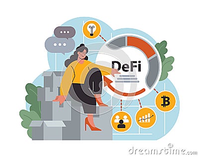DeFi, decentralized finance. Smart distributed ledger Vector Illustration